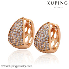 28859 Xuping Fashion China Wholesale Jewelry oro rosa plateado pendientes de la joyería Huggie pendientes